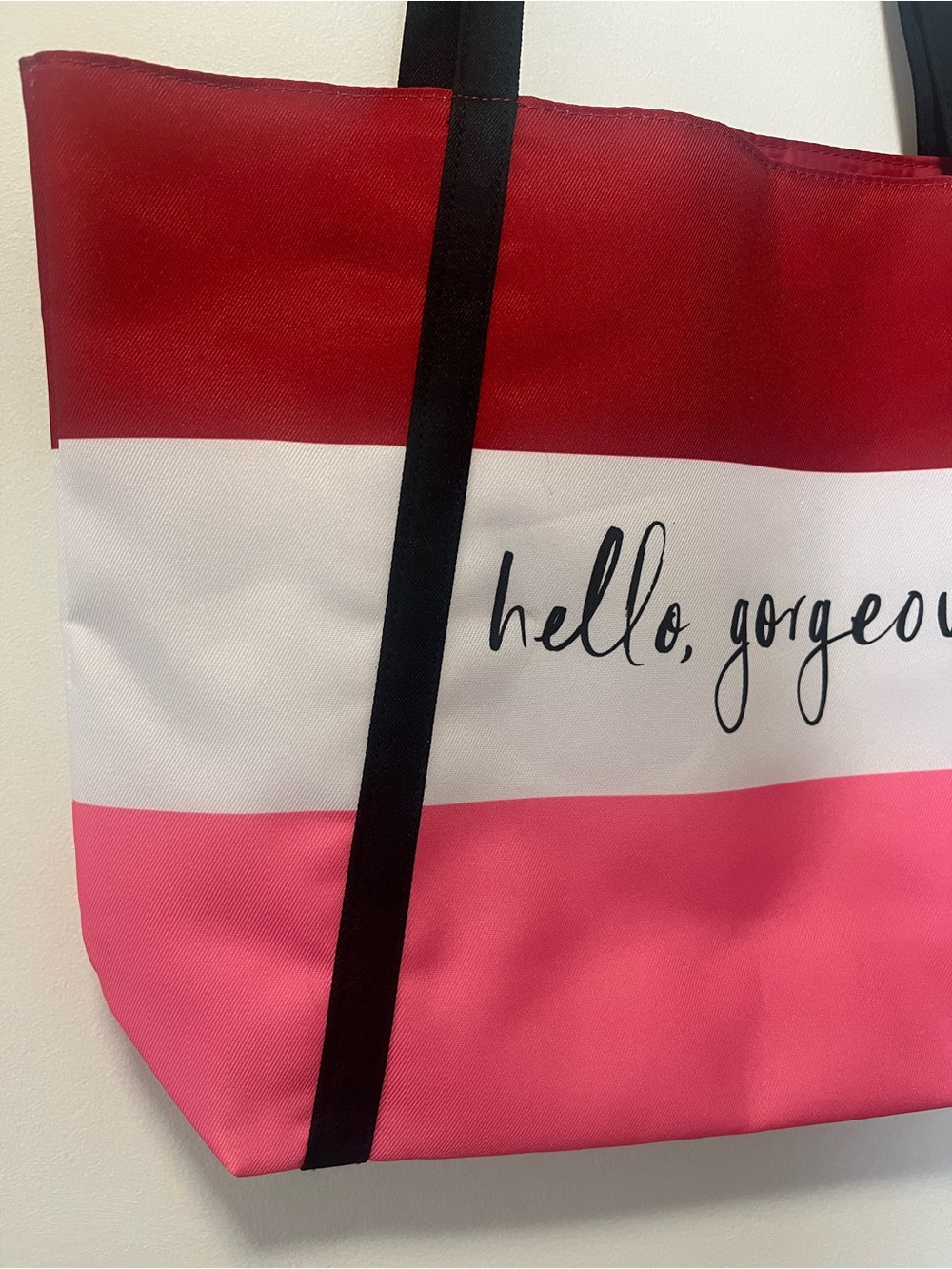 NWT Clinique x Kate Spade Hello Gorgeous Pink Red Tote Bag - Picture 4 of 7